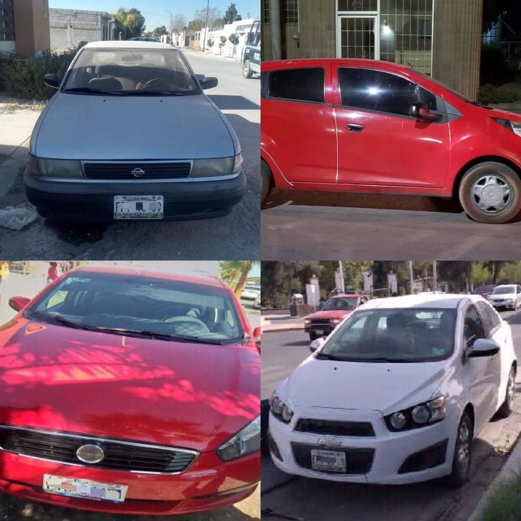 La Dirección de Seguridad Pública de Torreón, informó sobre el aseguramiento de cuatro vehículos que contaban con reporte de robo vigente en distintos puntos de la ciudad.
(ESPECIAL)