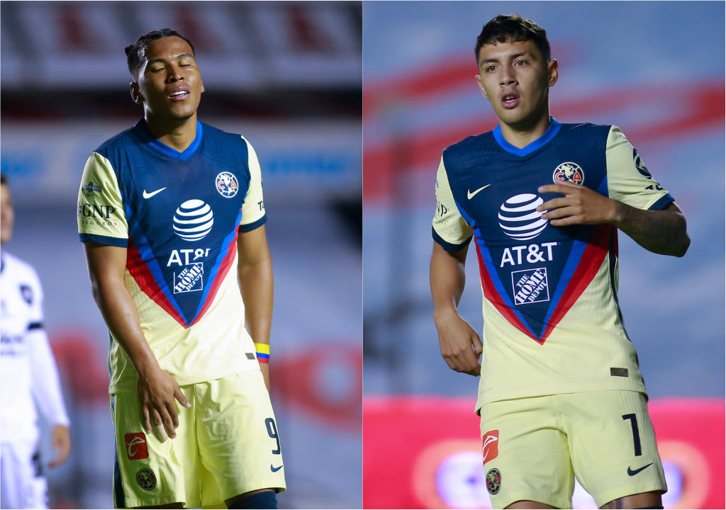El delantero colombiano Roger Martínez y el extremo argentino Leonardo Suárez, jugadores del América del fútbol mexicano, anunciaron este miércoles en redes sociales que dieron positivo en las pruebas de la COVID-19 del equipo. (ARCHIVO)