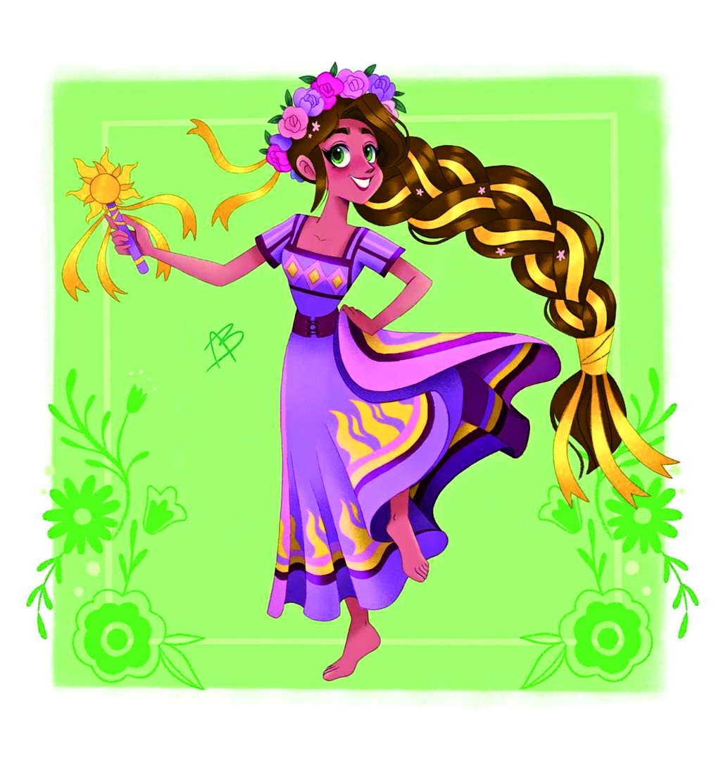 RAPUNZEL. Rapunzel está inspirada en una vestimenta de Michoacán, en particular de una danza muy bella conocida como “primera sonaja de Michoacán”. (TOMADAS DEL INSTAGRAM DE AIDASOFIAB)

