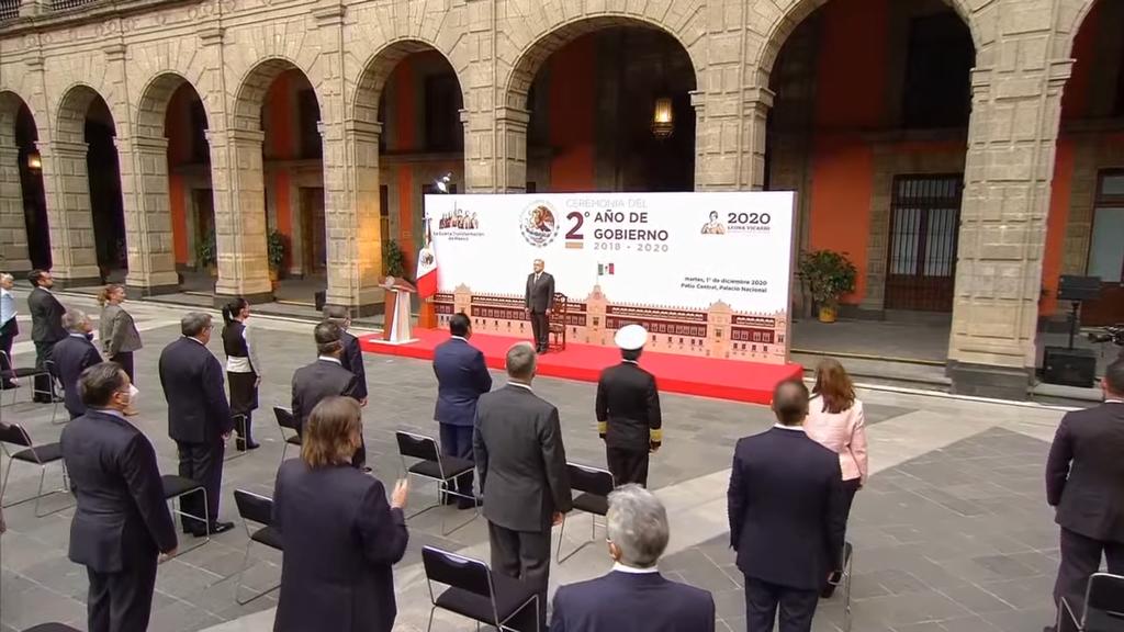 El presidente Andrés Manuel López Obrador llevó a cabo una ceremonia para conmemorar su toma de posesión a dos años de llegar al cargo. (ESPECIAL)