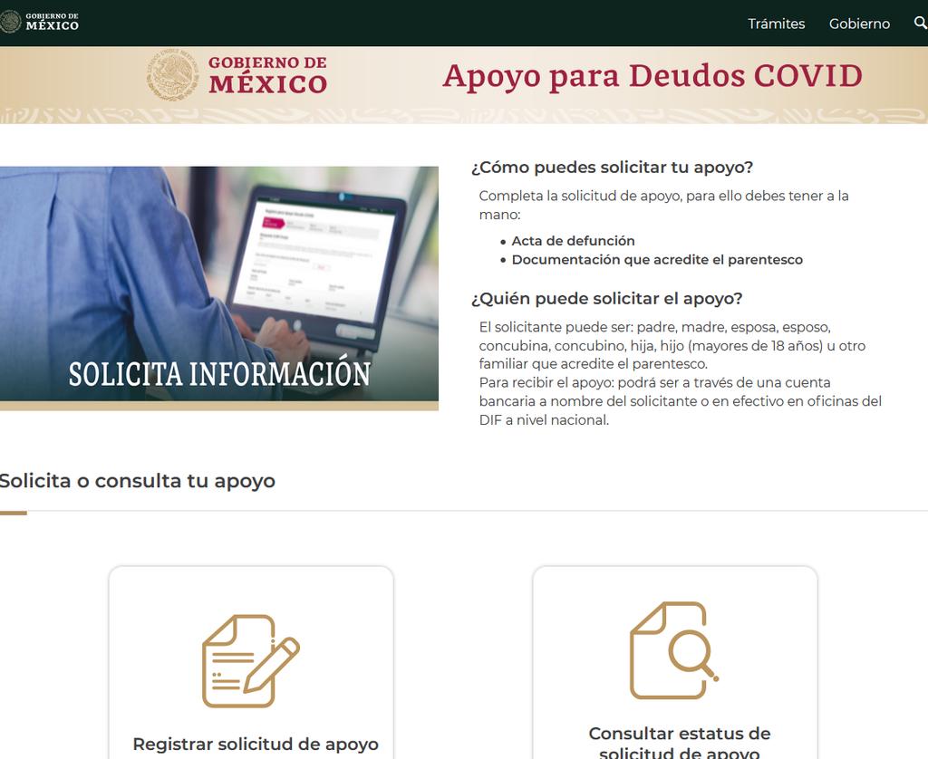 La plataforma en internet para solicitar el apoyo de gastos de defunción por víctimas de COVID-19 que anunció el gobierno federal, falló y rechaza los trámites de los solicitantes. (ESPECIAL)