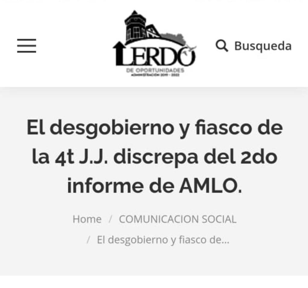 Luego de que el Ayuntamiento de Lerdo utilizara su portal oficial www.lerdo.gob.mx para difundir información del Comité Directivo Municipal del Partido Revolucionario Institucional (PRI), el coordinador de la fracción panista, Ángel Luna, anunció que presentará una queja ante la contraloría ante lo sucedido.
