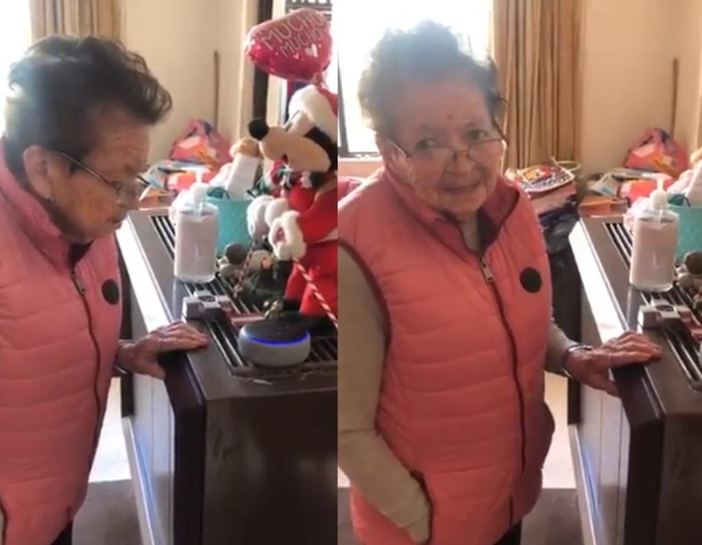 El momento de la anciana con el asistente de voz Alexa se viralizó rápidamente en redes sociales con más de un millón de reproducciones (CAPTURA) 