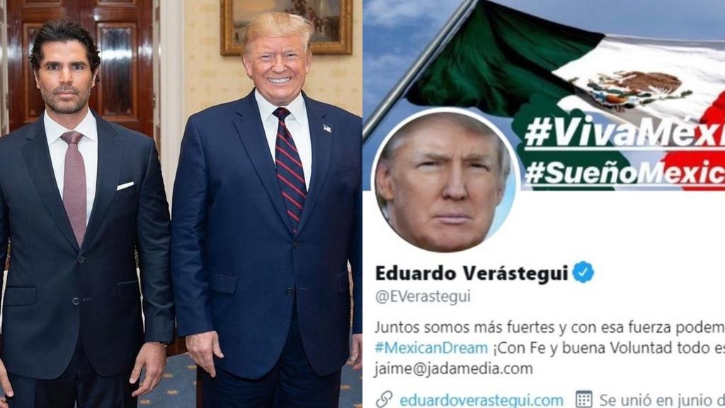 El actor mexicano continúa con su apoyo incondicional a Trump, por lo que ahora, como foto de perfil, presume el rostro del aún presidente de EUA. (ESPECIAL) 