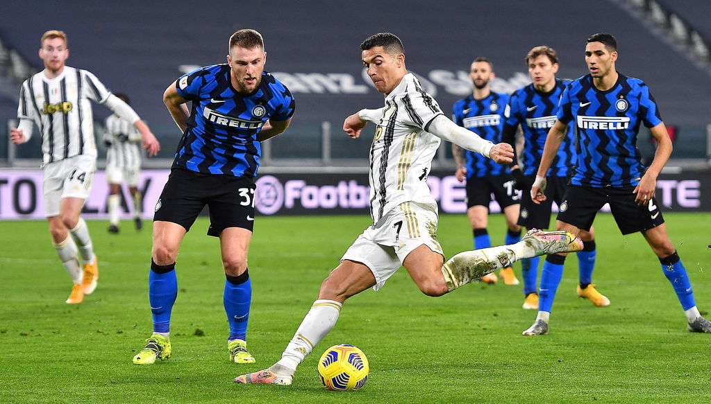 Cristiano Ronaldo no estuvo acertado, pero la Juventus se metió a la final al empatar a cero con el Inter en el juego de vuelta. (EFE)