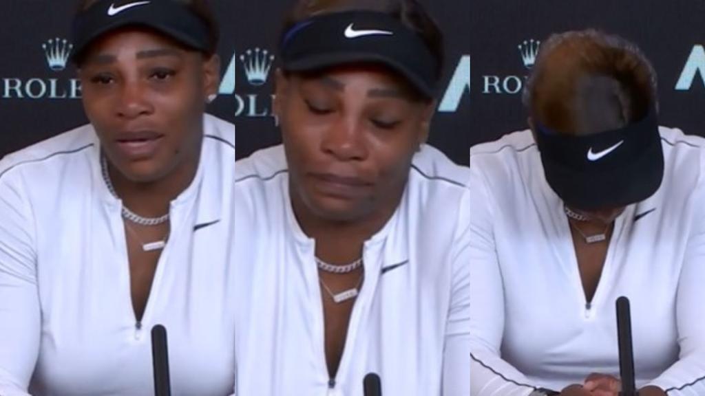  La estadounidense Serena Williams (10) no pudo contener las lágrimas y abandonó una escueta rueda de prensa posterior a su derrota en semifinales del Abierto de Australia ante la japonesa Naomi Osaka (3). (ESPECIAL)
