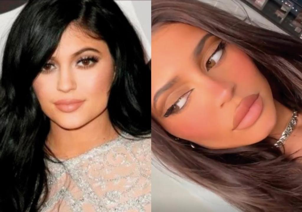 Kylie Jenner compartió en sus historias de Instagram la rutina de maquillaje en tonos 'tierra' que se realizaría esta tarde, sin embargo, al compartir el resultado final sus fans reaccionaron a otra cosa. (Especial) 