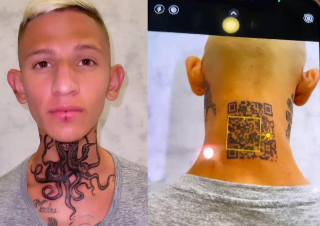 El 'influencer' se hizo el tatuaje en su nuca con el código QR de su Instagram, pero al parecer ya no funciona (CAPTURA) 