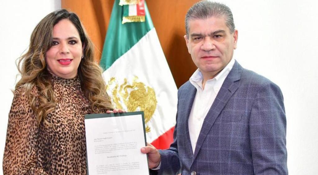 El gobernador de Coahuila, Miguel Ángel Riquelme Solís, designó a Nazira Zogbi Castro como secretaria del Trabajo en la entidad. (TWITTER)