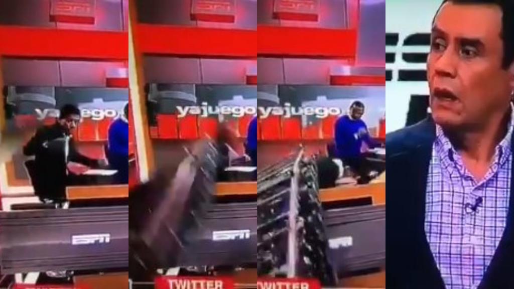 Carlos Orduz estaba en plena transmisión cuando una parte de la escenografía cayó sobre su espalda. (ESPECIAL)
