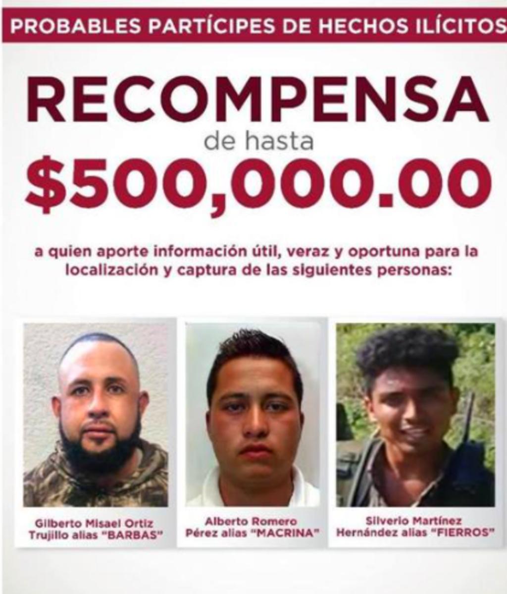 Se presume que 'El Macrina', 'El Fierros' y 'El Barbas' participaron en la emboscada, del pasado 18 de marzo a las 14:00 horas en la comunidad de Puerta del Carmen, contra elementos de la Secretaría de Seguridad (SSEM) y de la Fiscalía General de Justicia del Estado de México (FGJEM).
(ESPECIAL)