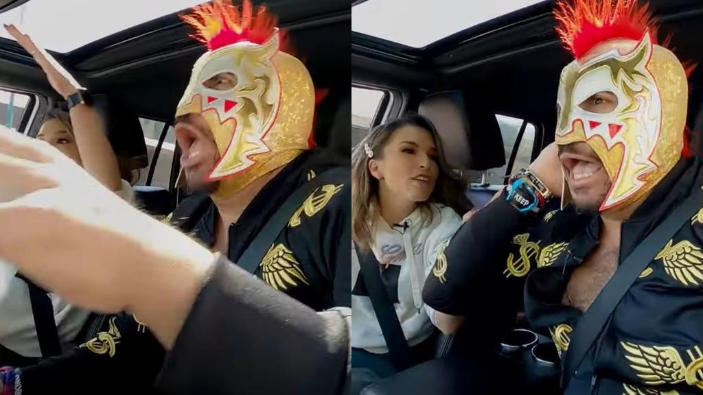 Como parte del nuevo video de su canal Peluche en el estuche, Escorpión Dorado estuvo como copiloto a Laura G. (ESPECIAL)
