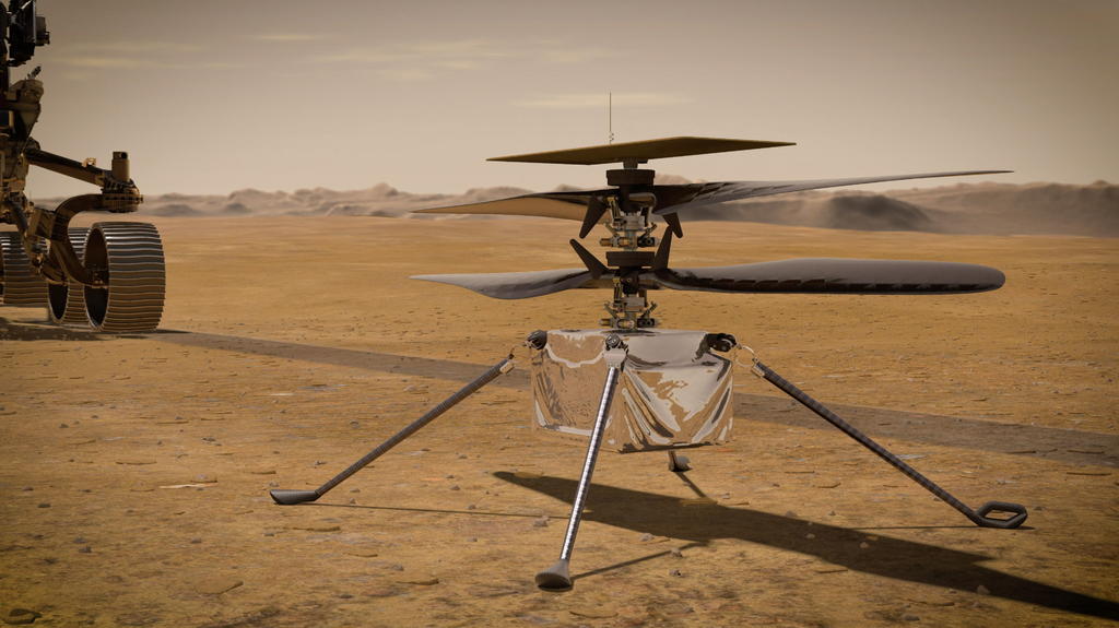El helicóptero Ingenuity, llegado a Marte a bordo del rover Perseverance el 18 de febrero, no hará su primer vuelo de prueba antes del 11 de abril, tres días después de la fecha inicialmente anunciada por la NASA. (ARCHIVO) 
