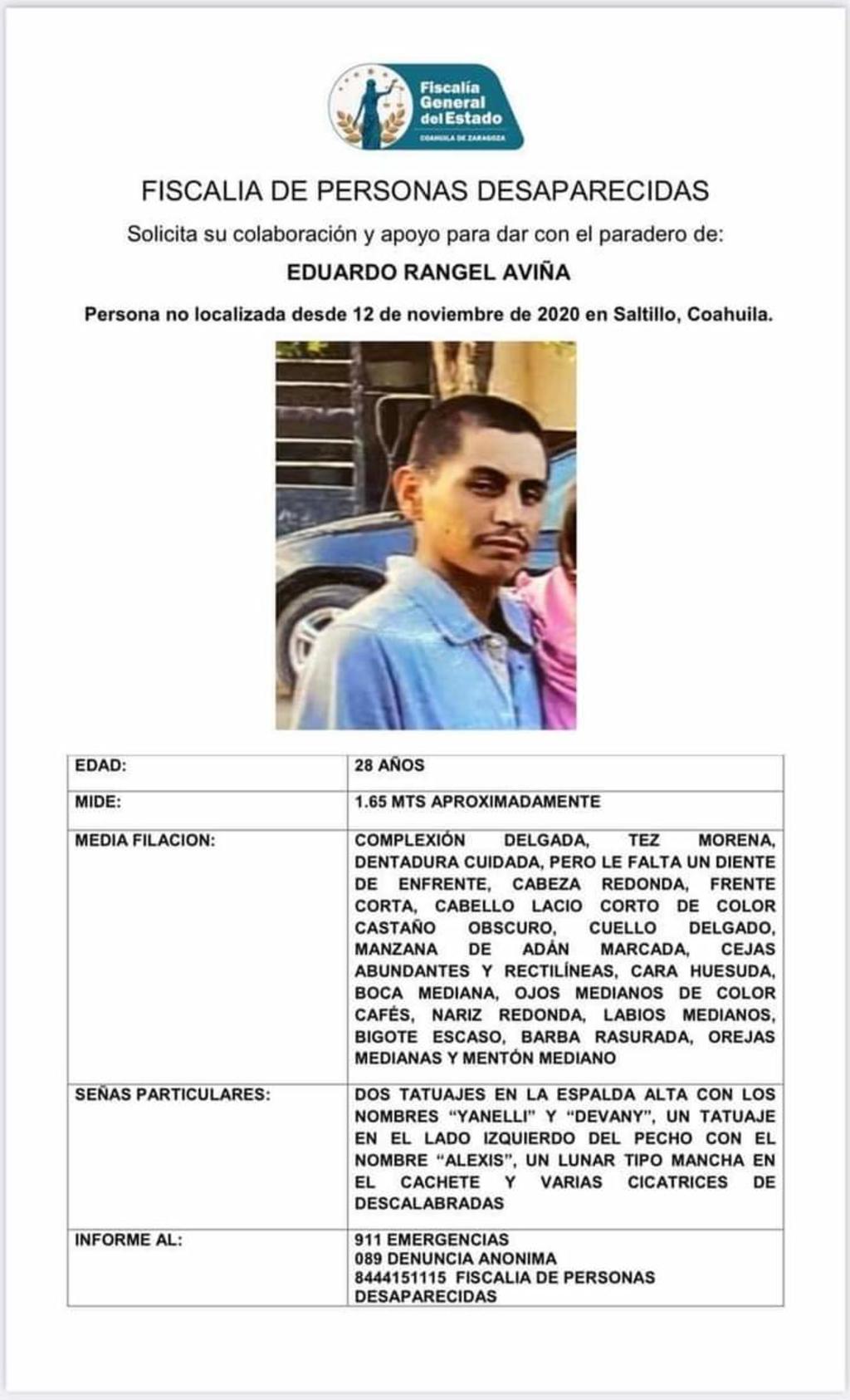 Se encuentra desaparecido desde el pasado 12 de noviembre del año 2020, no obstante, fue apenas el pasado fin de semana que fue denunciado por sus familiares y activada la alerta.
