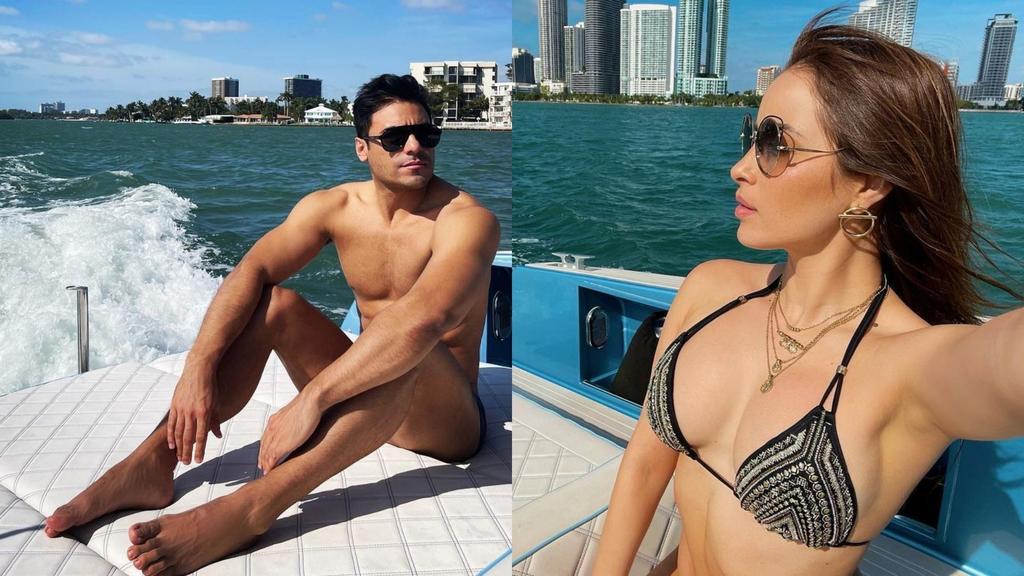 Carlos Rivera y Cynthia Rodríguez “incendiaron” las redes sociales luego de publicar algunas fotografías en las que juntos toman el sol desde un yate en Miami. (ESPECIAL)