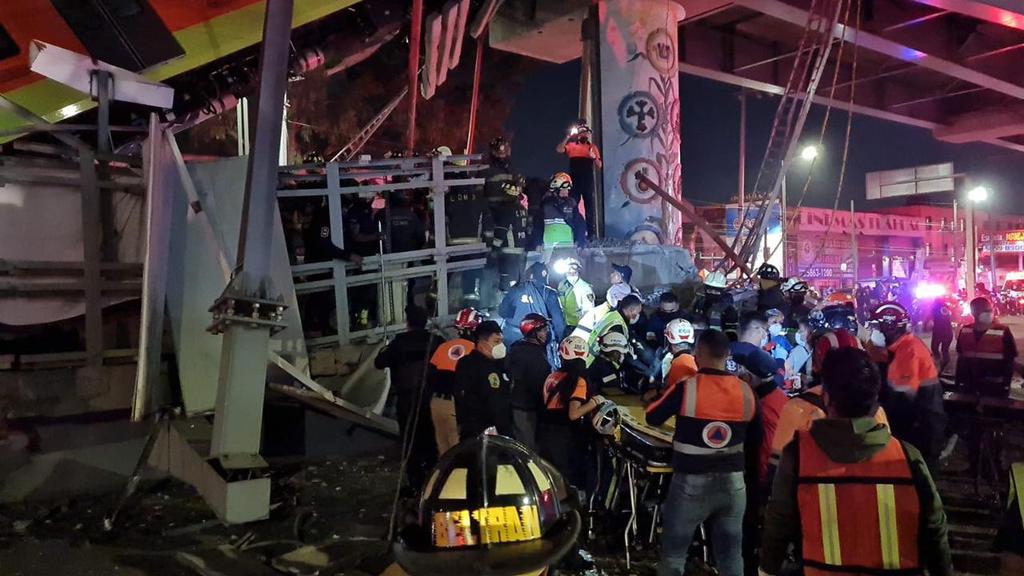Autoridades de Protección Civil (PC) del gobierno federal y de la Secretaría de Gestión Integral de Riesgos y PC de Ciudad de México (CDMX) se trasladaron al sitio del accidente en la Línea 12 del Metro tras su colapso la noche de hoy. (TWITTER)