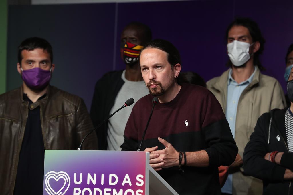 El candidato a las elecciones regionales de Madrid por la formación de izquierdas Unidas Podemos, Pablo Iglesias, anunció este martes que dimite de todos sus cargos tras el mal resultado del bloque de izquierdas en esos comicios, en los que arrasó la derecha. (EFE)
