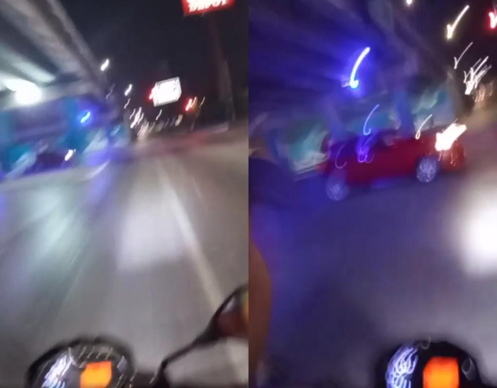 La mujer que viajaba como copiloto en la moto transmitió en vivo el momento en que sufrieron el accidente que a ella le costó la vida (FACEBOOK) 