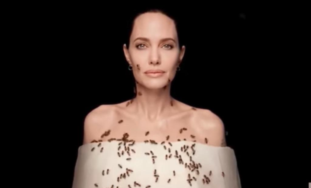 Angelina Jolie protagoniza la portada más reciente de 'National Geographic' y aparece cubierta de abejas con motivo del Día Internacional de la Abeja que se celebró, este jueves 20 de mayo. (ESPECIAL)  
