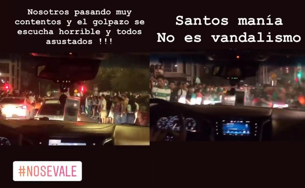 A través de sus 'historias' en Instagram, Mónica López narró los daños que sufrió al salir a celebrar con amigos el paso a la final del Club Santos Laguna (CAPTURA) 