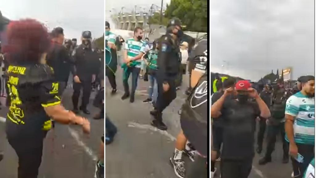 A través de redes sociales ha circulado un video en donde un grupo de aficionados de Santos denuncian que las autoridades no les han permitido ingresar al Estadio Azteca porque presuntamente sus boletos son falsos. (ESPECIAL)