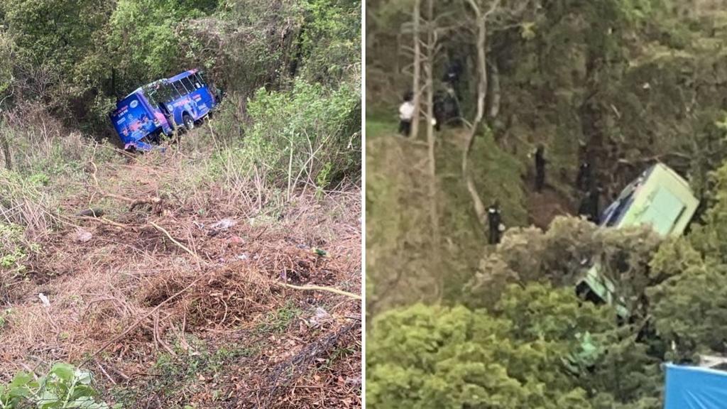 Un camión de pasajeros cayó de una barranca en la colonia Lomas de Vista Hermosa, Cuajimalpa, con un saldo de 19 personas lesionadas. (ESPECIAL)
