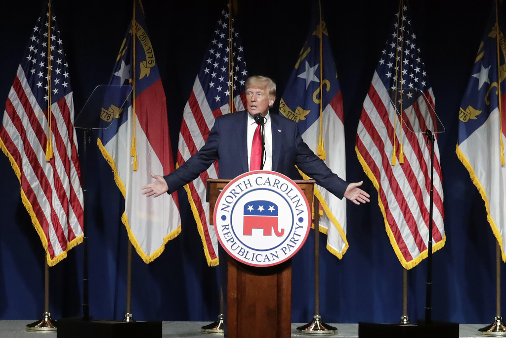 En su primer discurso en tres meses, Trump no se pronunció sobre una posible candidatura. (AP) 