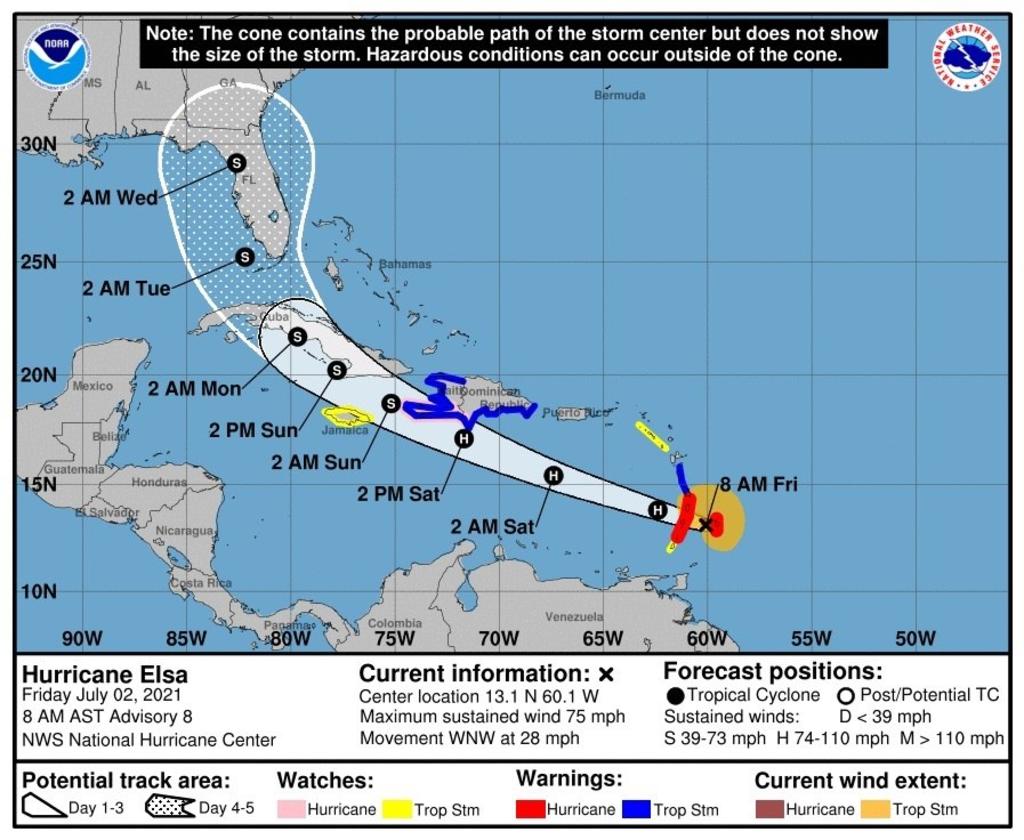 Cuba se prepara ante el posible paso del huracán 'Elsa' este fin de semana por el este de la isla caribeña, que este viernes reportó un nuevo récord de casos diarios de COVID-19, con 3,308, en el peor rebrote de la pandemia. (EFE) 

