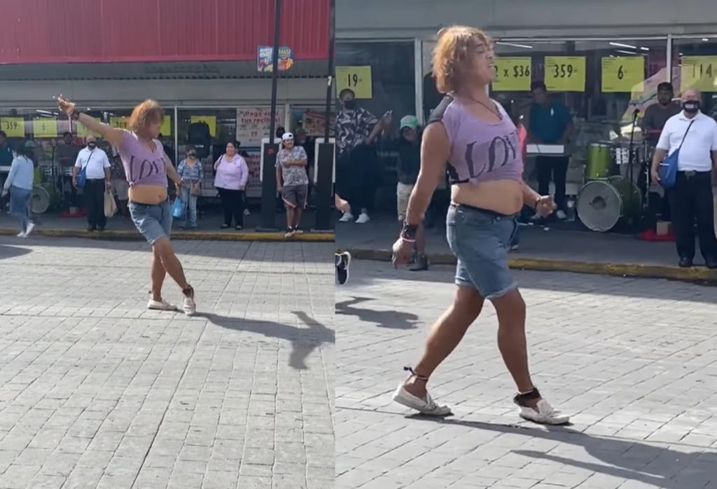 A través de Facebook, Zuzet Andrade, compartió el video que muestra al hombre sacando a relucir sus pasos de baile en el centro de la ciudad de Torreón (CAPTURA) 