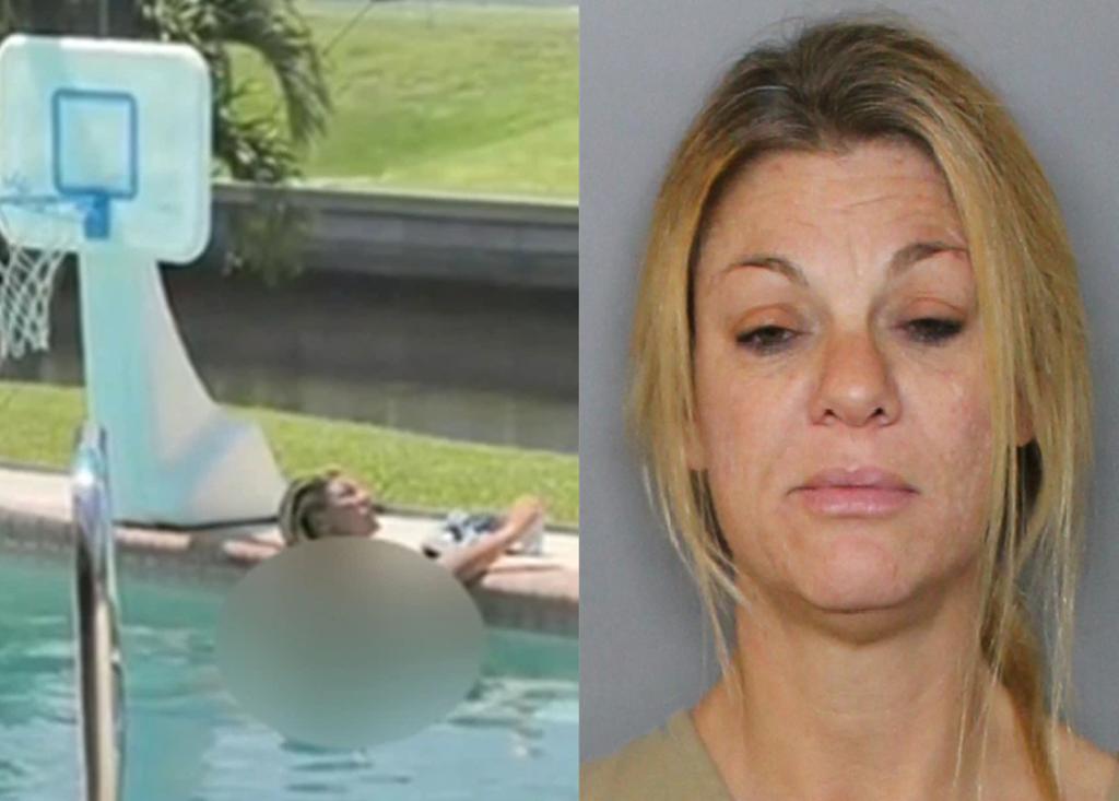 La mujer inicialmente se negó a salir de la piscina. (INTERNET)