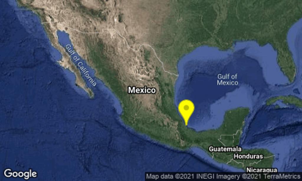 El movimiento telúrico fue de 4.9 al este de Veracruz a las 04:58 horas. (ESPECIAL)