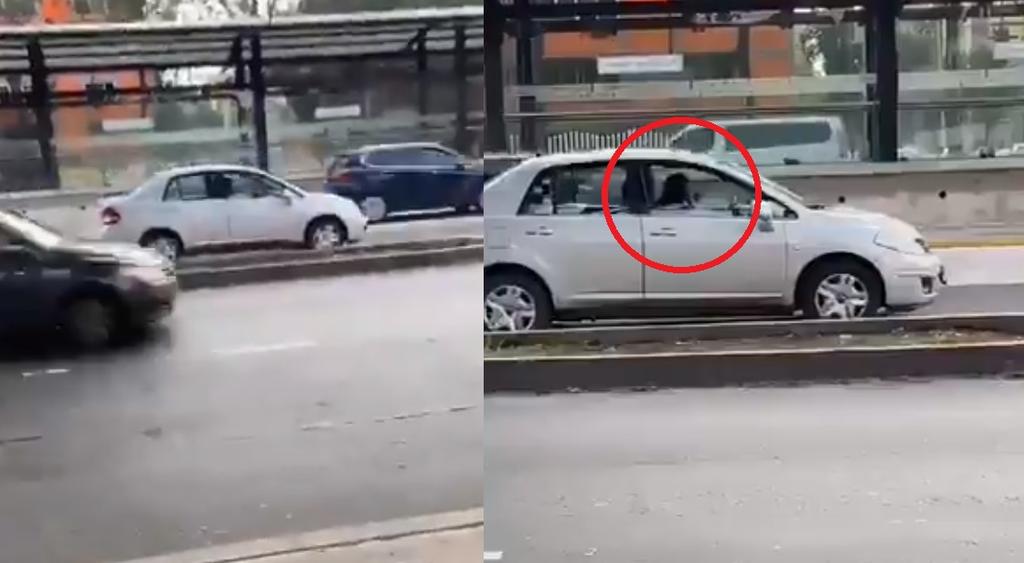 La conductora fue captada maquillándose mientras permanecía estacionada en pleno carril concurrido de la Ciudad de México (CAPTURA)  