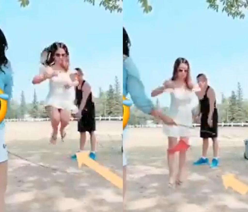El incidente de la joven al saltar la cuerda se ha vuelto viral en redes sociales (CAPTURA)