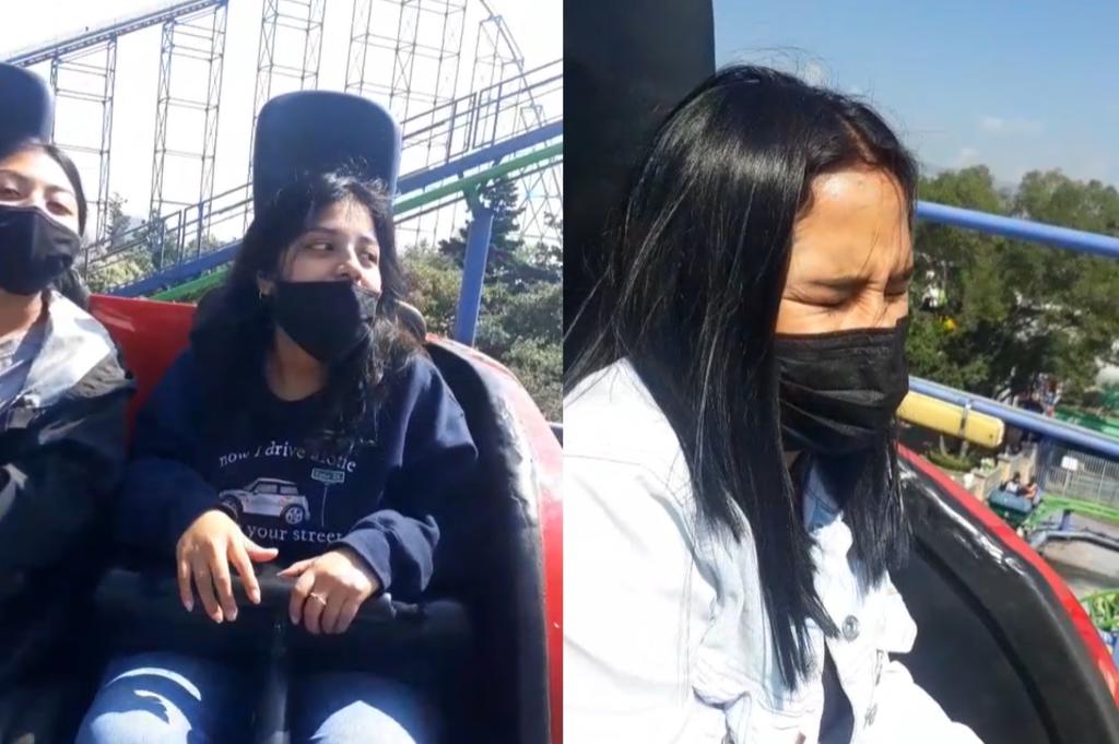A través de Facebook, el grupo de jóvenes transmitieron el momento en que quedaron atrapadas en la atracción conocida como 'El Joker' del parque de diversiones Six Flags (CAPTURA) 