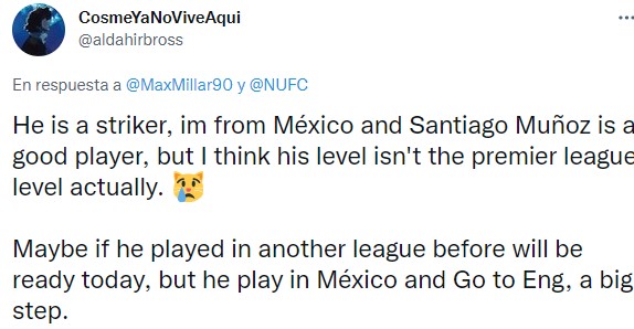 Afición inglesa del Newcastle United critica fichaje de Santiago Muñoz 