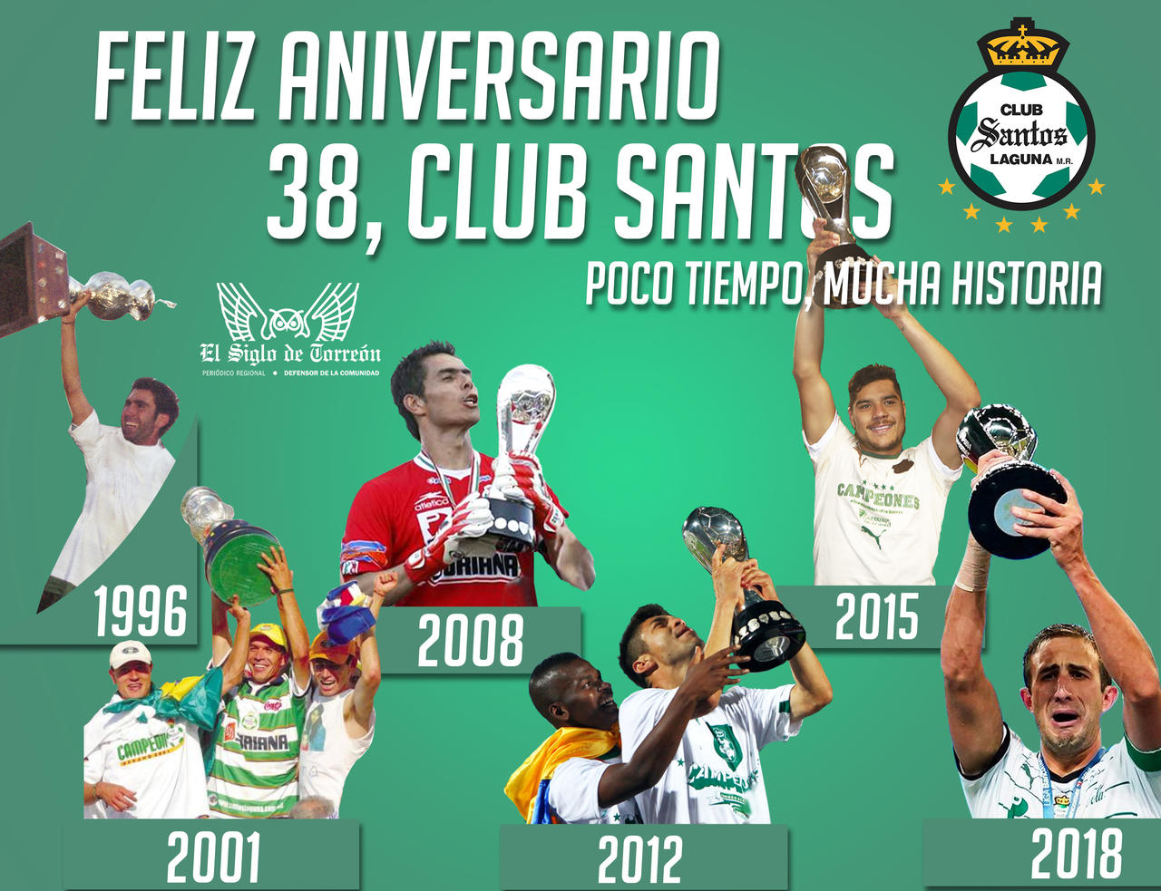 Santos Laguna celebra su 38 aniversario recordando los diversos éxitos que ha tenido a lo largo de su trayectoria. 