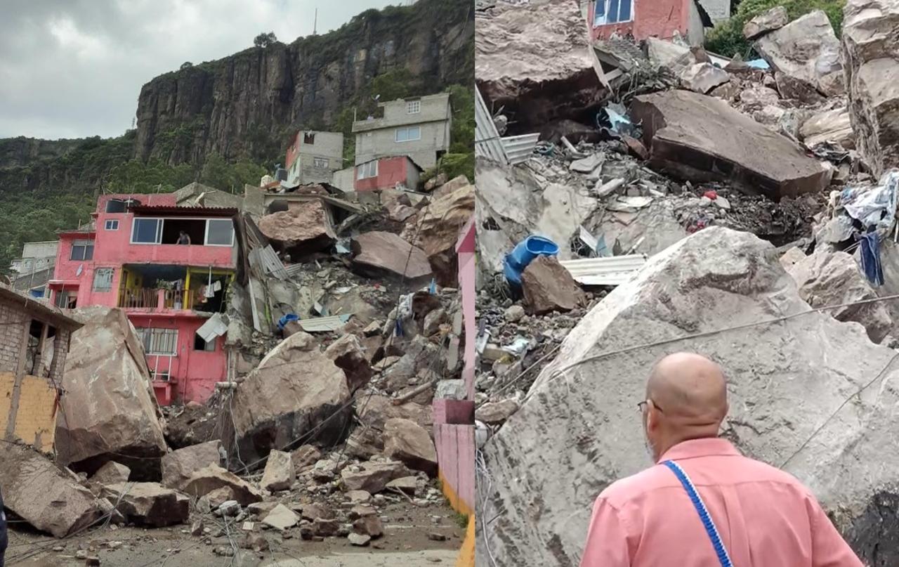 A través de redes sociales, internautas han difundido diversas imágenes del derrumbe del cerro Chiquihuite, en Tlalnepantla, Estado de México (CAPTURA) 