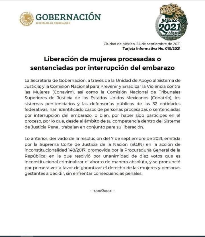 Autoridades de Coahuila inician procesos para liberar a mujeres encarceladas por abortar
