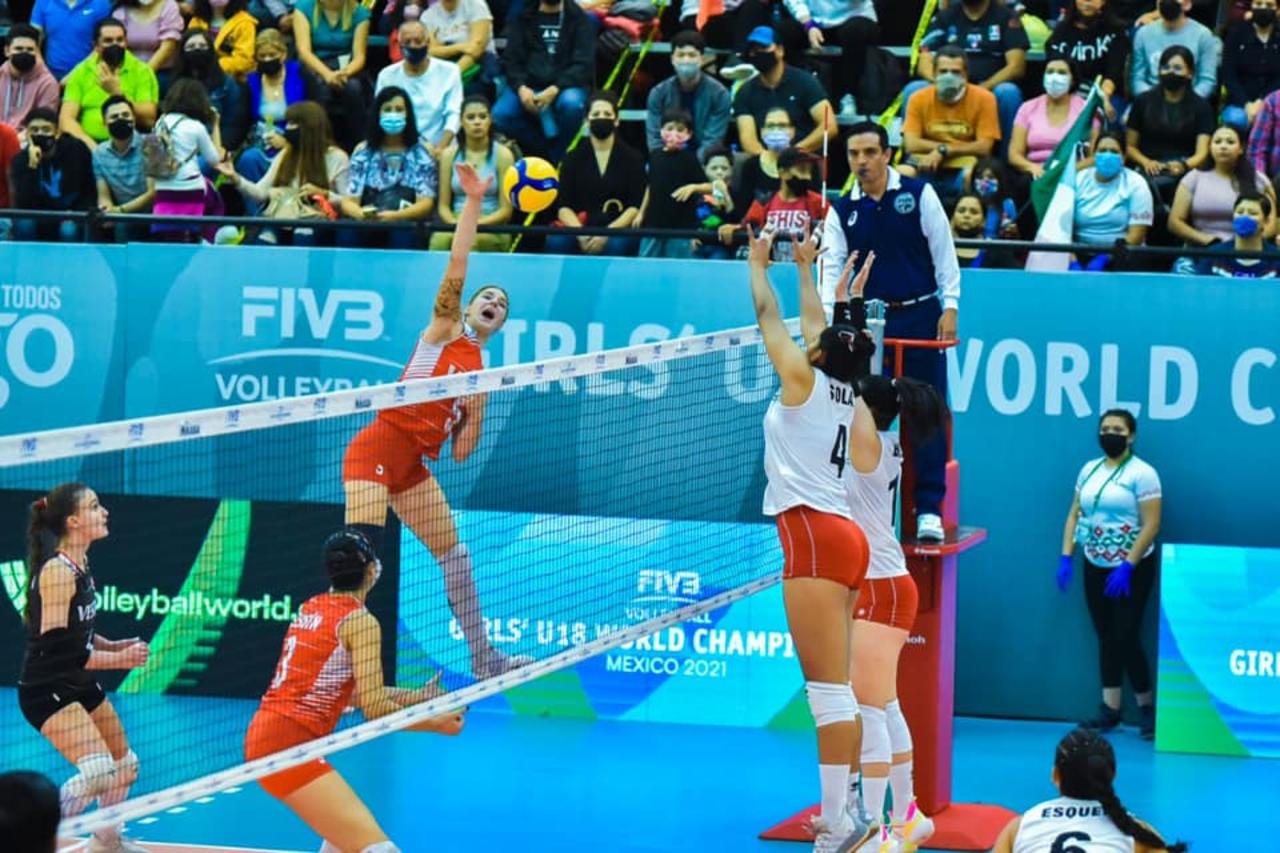 La selección nacional femenil de voleibol Sub-18, cayó ante Turquía en tres sets seguidos, en partido celebrado en las instalaciones de la Feria Nacional Durango (Fenadu) en la ronda de octavos de final del campeonato mundial.