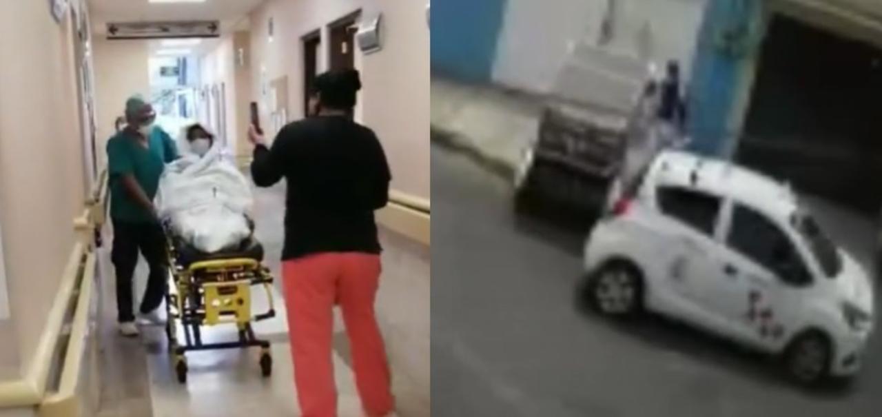 La joven que denunció al supuesto enfermero, adjuntó un video en el que se ve al sospechoso llevarse el tanque de oxígeno (CAPTURA) 