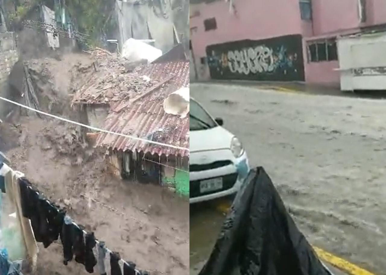 A través de redes sociales circulan diversos videos de la inundación que afectó a diversas calles de Ecatepec, durante la tarde del miércoles cuando se presentó una intensa lluvia con granizo (CAPTURA) 