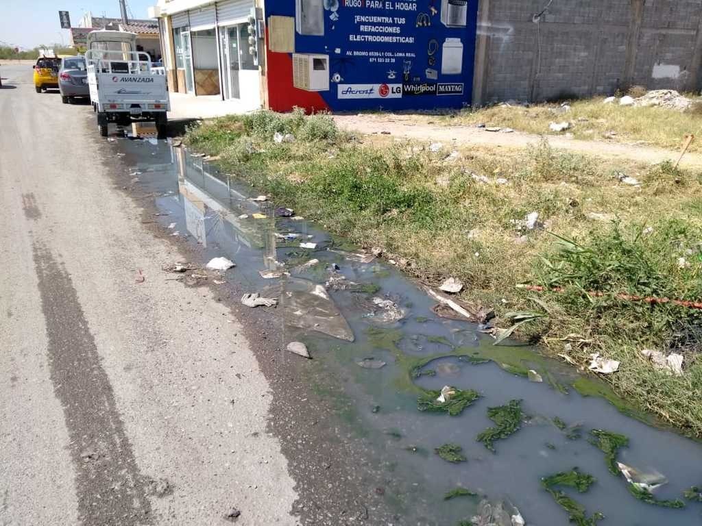 Vecinos del sector Loma Real reportan nuevas acumulaciones de agua en la vía pública, especialmente en la avenida Bromo. (EL SIGLO DE TORREÓN)
