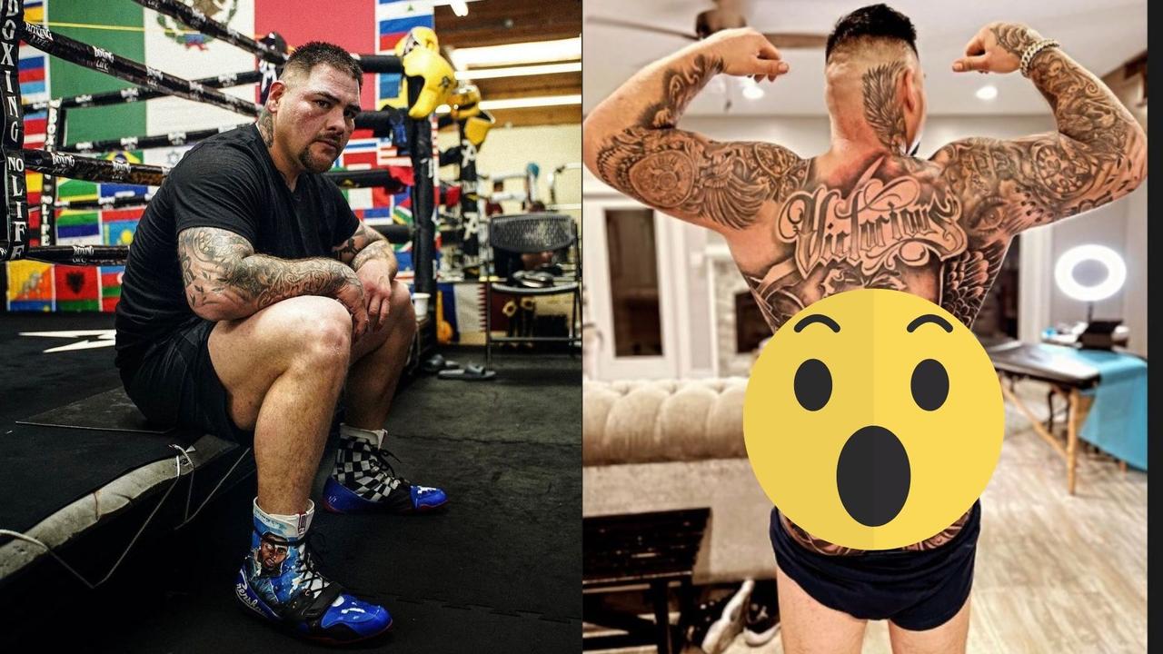 Andy Ruiz, volvió a mostrar sus excentricidades, ahora se trata de un impresionante tatuaje que le cubre toda su espalda e incluso los glúteos.