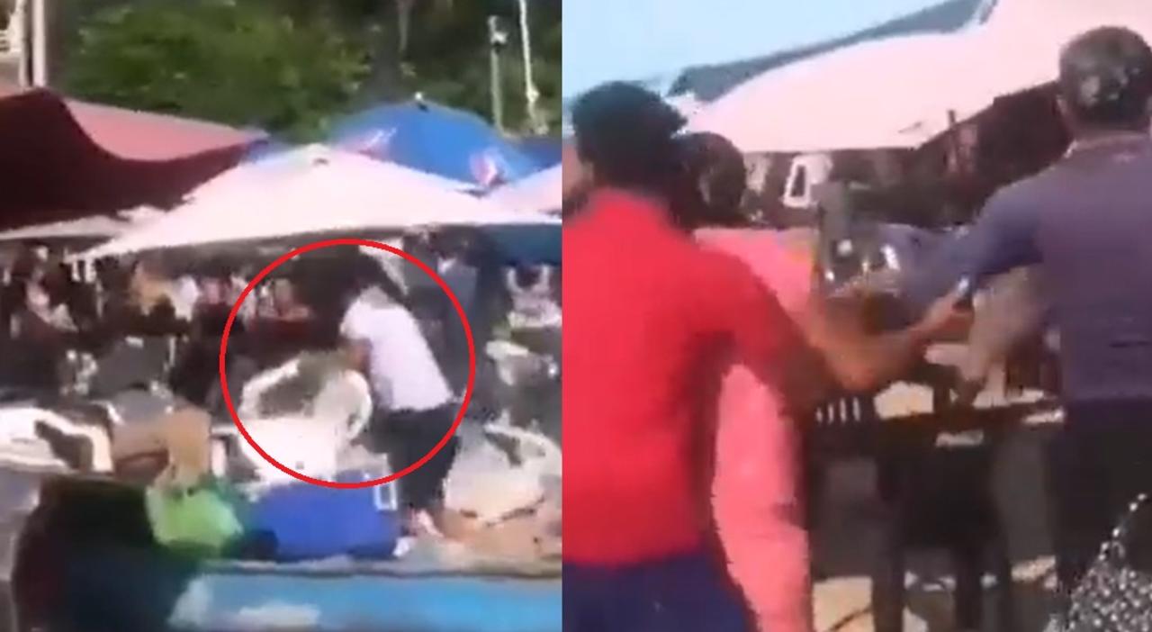 A través de redes sociales, ha trascendido la pelea campal que se registró en una playa de Acapulco, después de que presuntamente turistas se negaran a pagar la comida que habían consumido a vendedores locales porque les pareció 'muy costosa' (CAPTURA)  