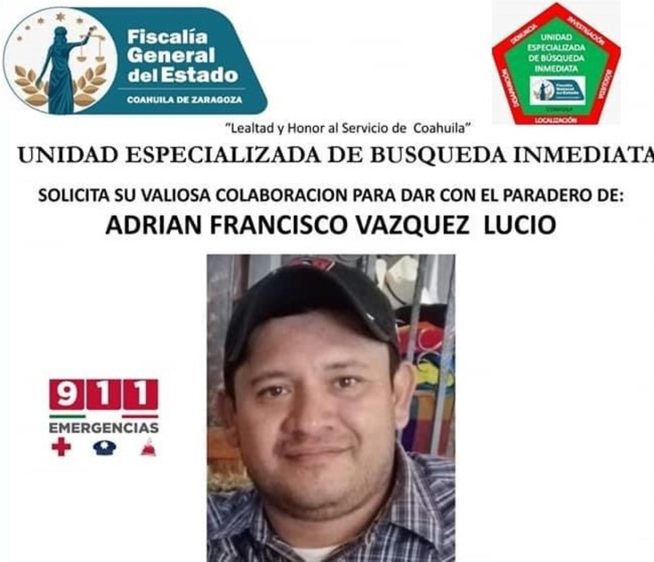  Adrián Francisco Vázquez se encontraba desaparecido desde principios de mes. (EL SIGLO DE TORREÓN)