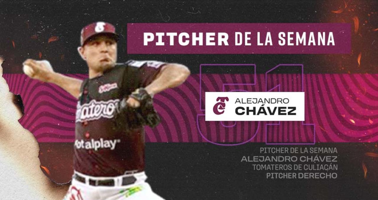 Alejandro Chávez de los Tomateros de Culiacán se llevó el nombramiento de Pitcher de la Semana. (ESPECIAL)
