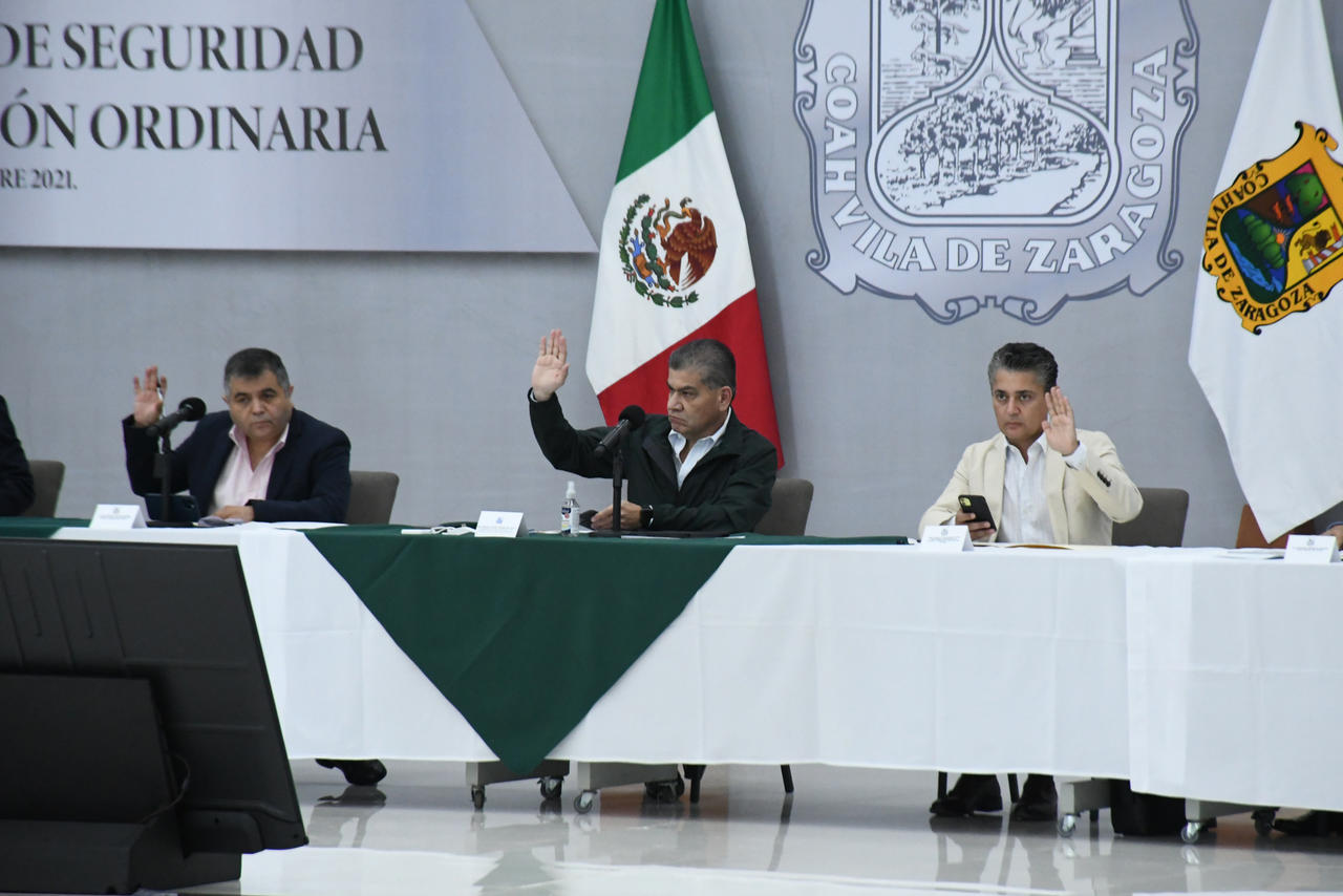 Sesión del Consejo Estatal de Seguridad Pública este viernes en Torreón. (FERNANDO COMPÉAN)