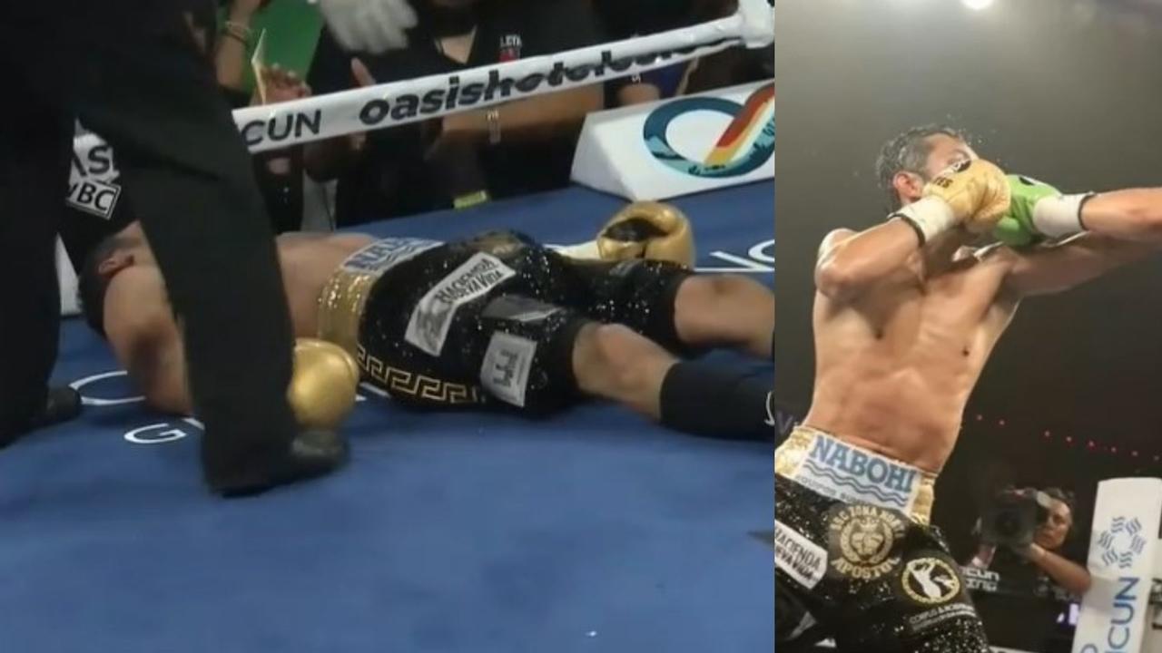 En su regreso al cuadrilátero, Moisés Fuentes fue noqueado por el boxeador mexicano David Cuellar el pasado sábado por la noche en Cancún. 
