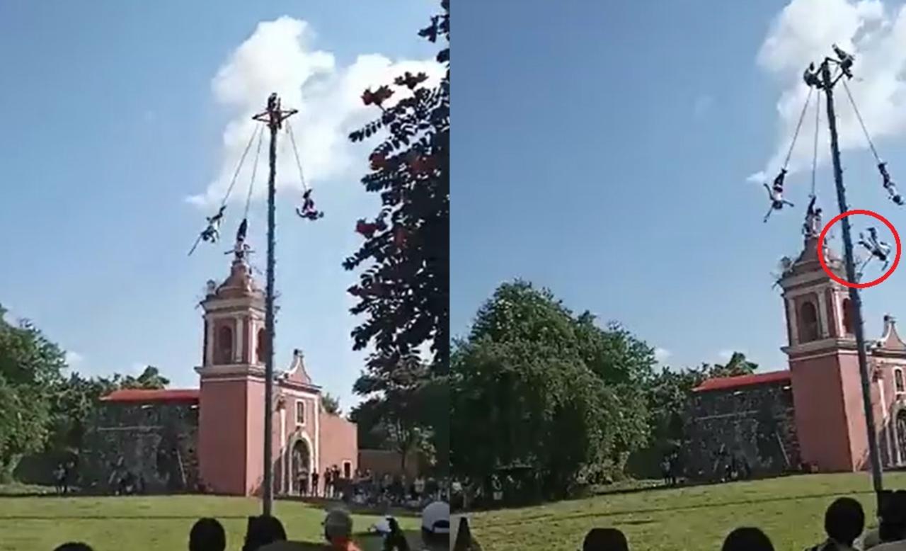 Mientras realizaban su ritual como parte de los preparativos para la celebración de Día de Muertos, un volador de Papantla cayó de 25 metros de altura (CAPTURA) 