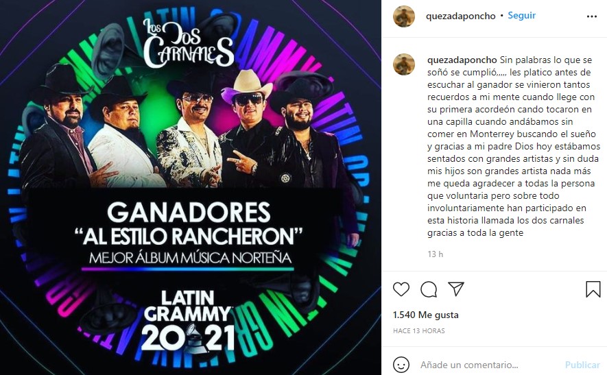 Padre de Los Dos Carnales dedica emotivo mensaje a sus hijos tras ganar un Latin Grammy 